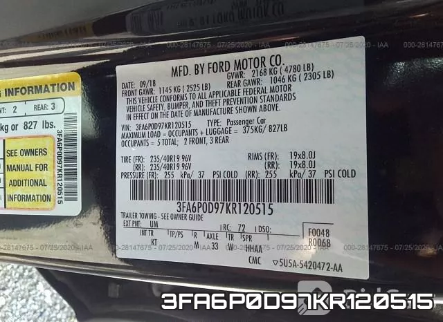 3FA6P0D97KR120515 фото 10