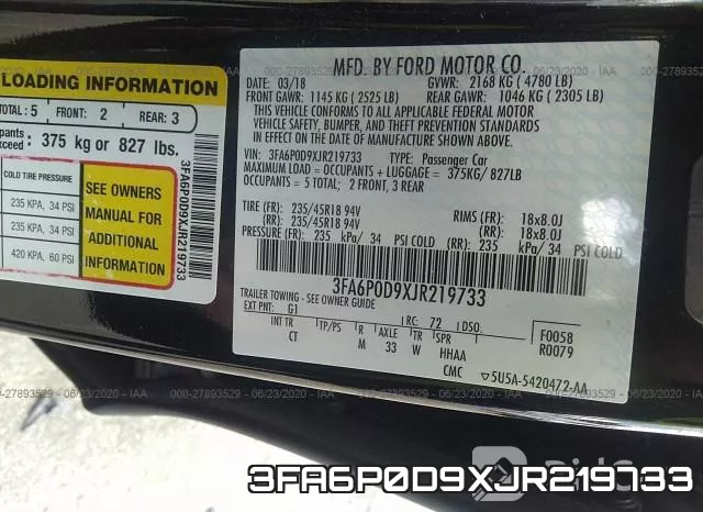 3FA6P0D9XJR219733 фото 10