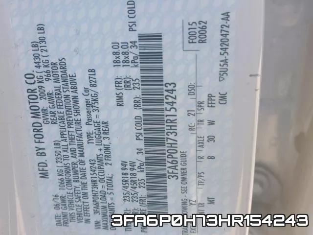 3FA6P0H73HR154243 фото 2