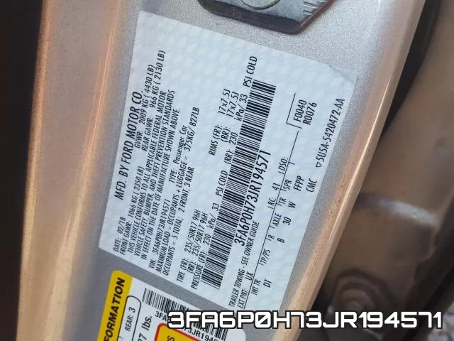 3FA6P0H73JR194571 фото 2