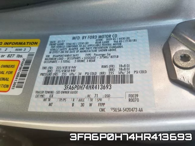 3FA6P0H74HR413693 фото 2
