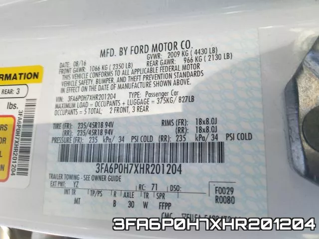 3FA6P0H7XHR201204 фото 2