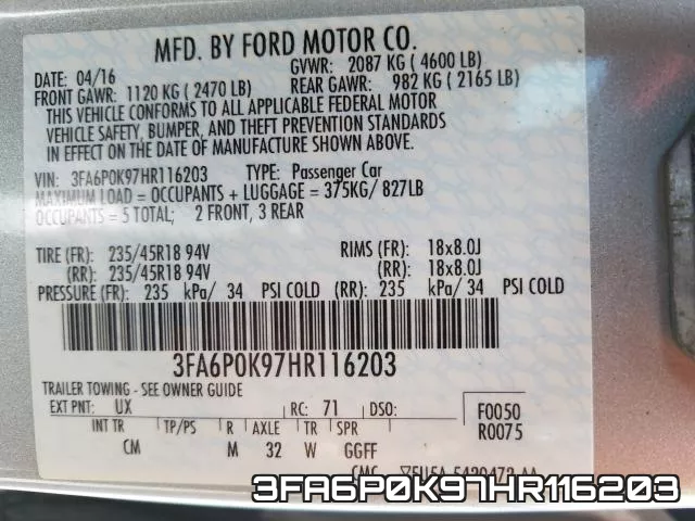 3FA6P0K97HR116203 фото 2