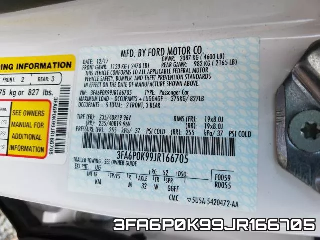 3FA6P0K99JR166705 фото 2