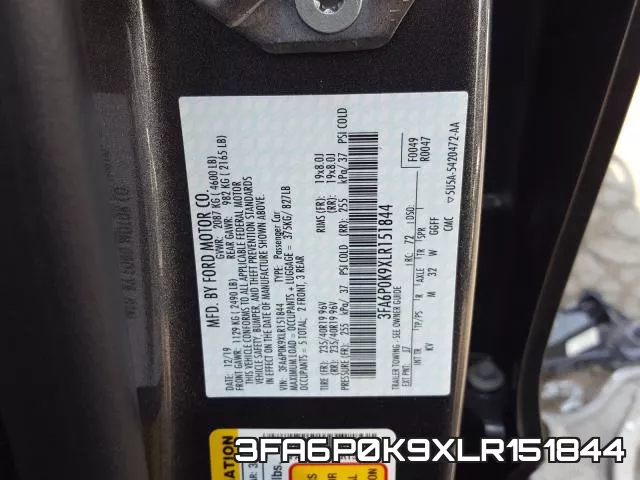 3FA6P0K9XLR151844 фото 2