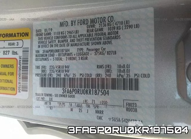 3FA6P0RU0KR187504 фото 10