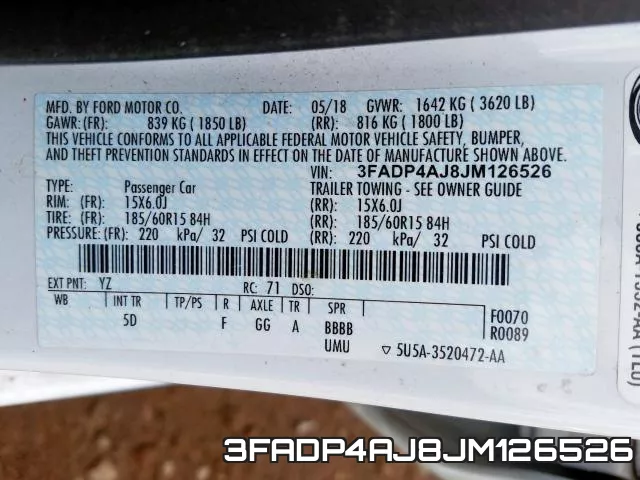 3FADP4AJ8JM126526 фото 2