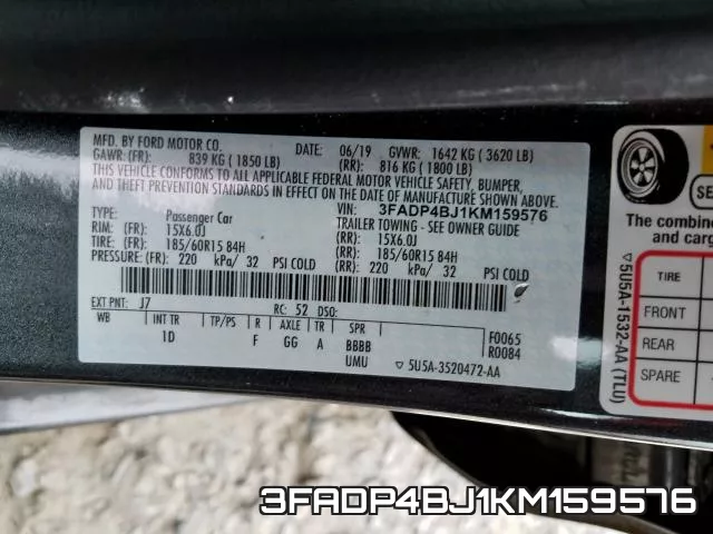 3FADP4BJ1KM159576 фото 2