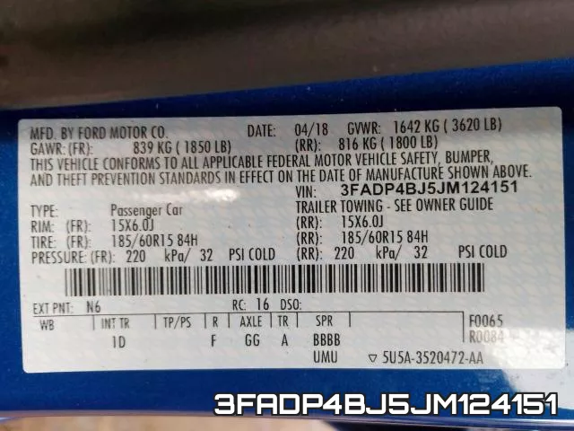 3FADP4BJ5JM124151 фото 2