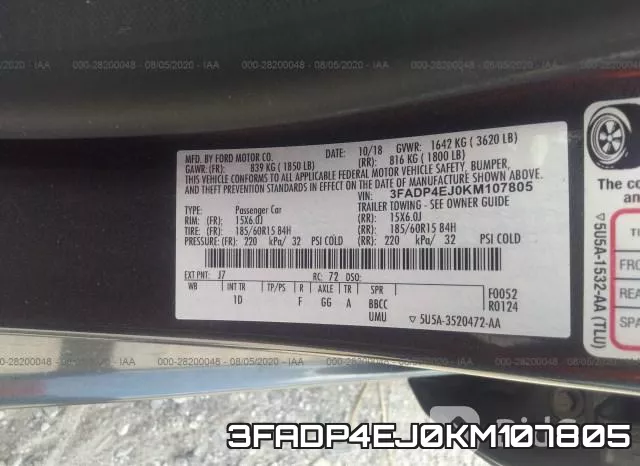 3FADP4EJ0KM107805 фото 10
