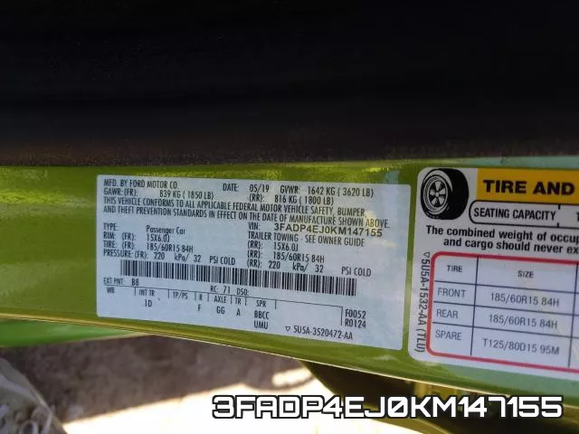 3FADP4EJ0KM147155 фото 2