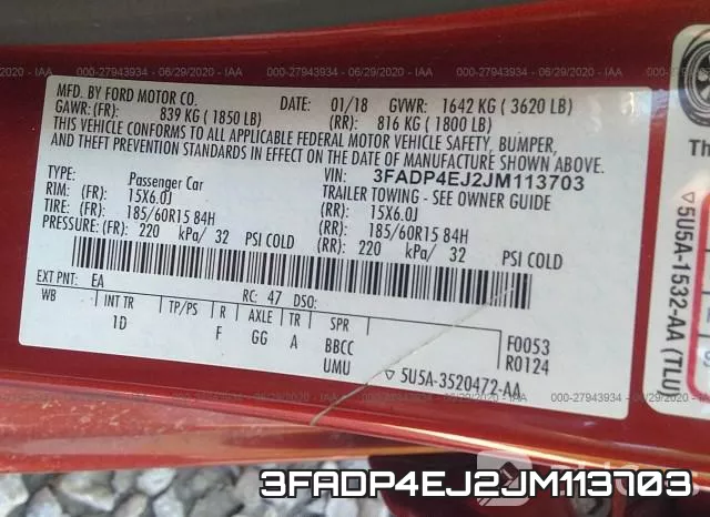 3FADP4EJ2JM113703 фото 10