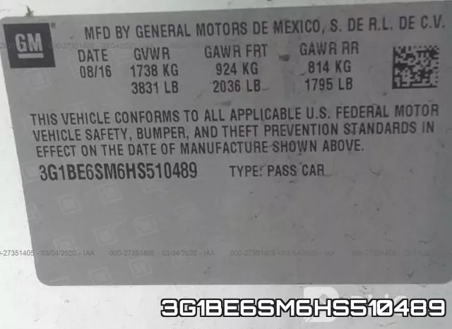 3G1BE6SM6HS510489 фото 10