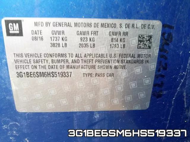 3G1BE6SM6HS519337 фото 2