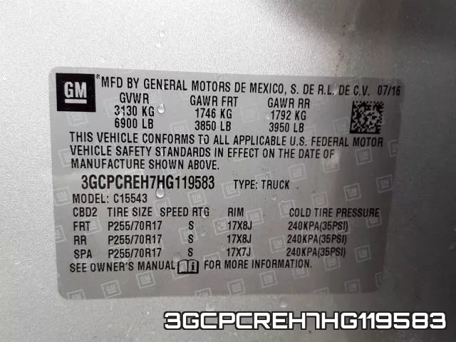 3GCPCREH7HG119583 фото 2