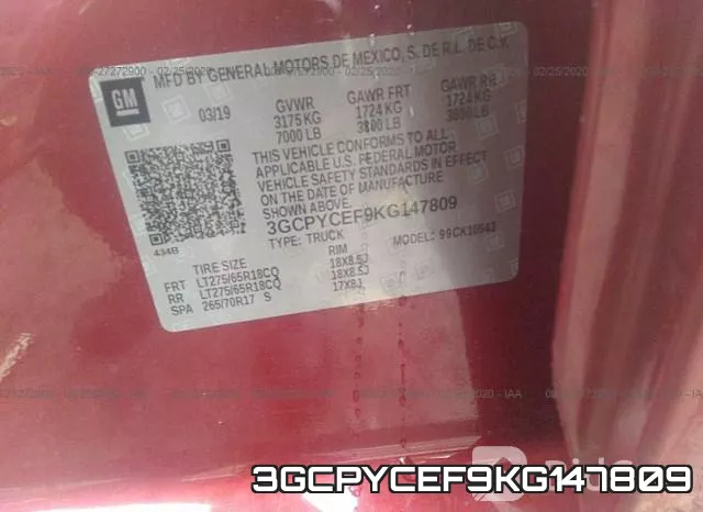 3GCPYCEF9KG147809 фото 10