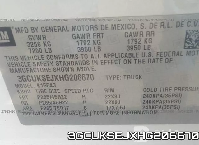 3GCUKSEJXHG206670 фото 10