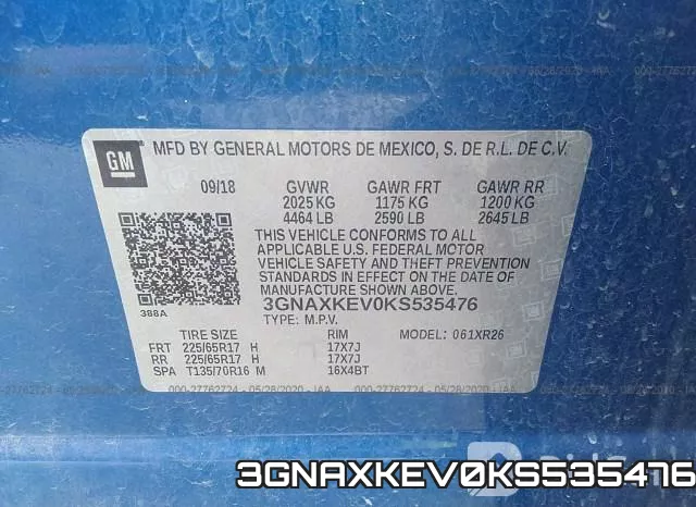 3GNAXKEV0KS535476 фото 10