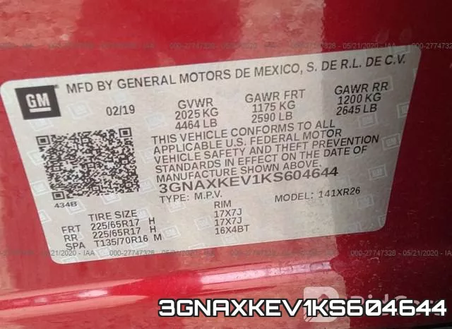 3GNAXKEV1KS604644 фото 10
