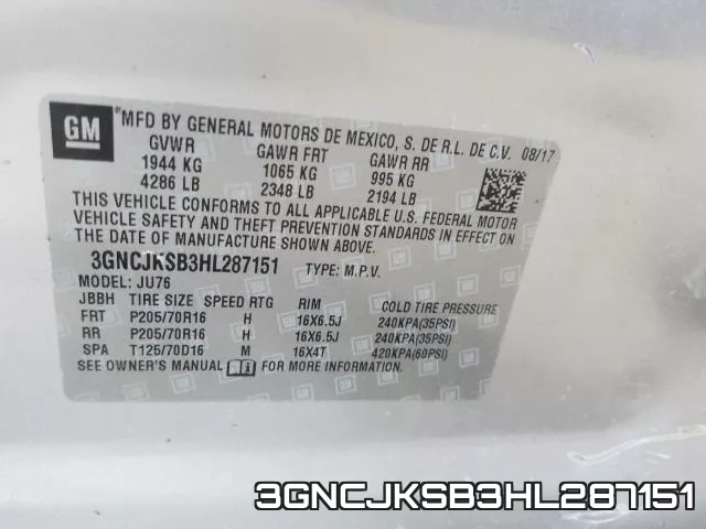 3GNCJKSB3HL287151 фото 2