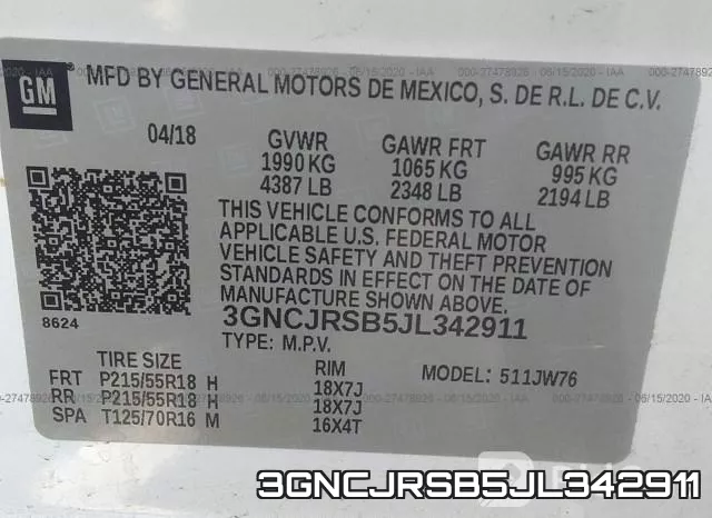3GNCJRSB5JL342911 фото 10