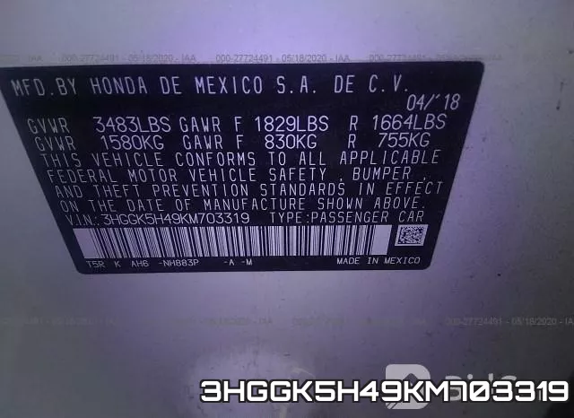 3HGGK5H49KM703319 фото 10