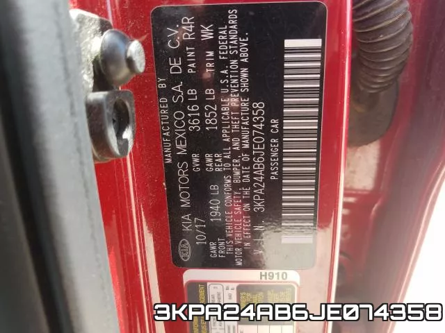 3KPA24AB6JE074358 фото 2