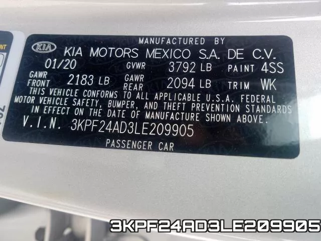 3KPF24AD3LE209905 фото 2