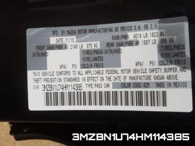 3MZBN1U74HM114385 фото 2