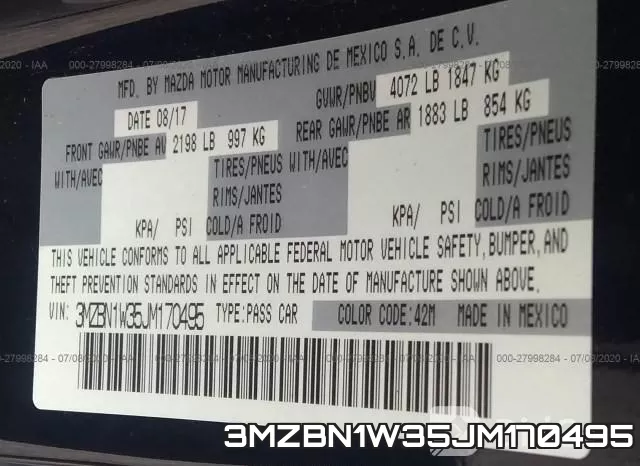 3MZBN1W35JM170495 фото 10