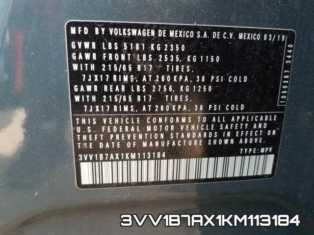 3VV1B7AX1KM113184 фото 2