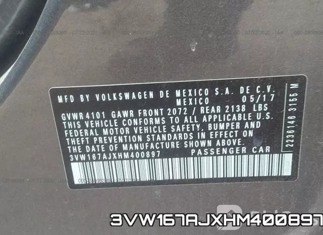 3VW167AJXHM400897 фото 10