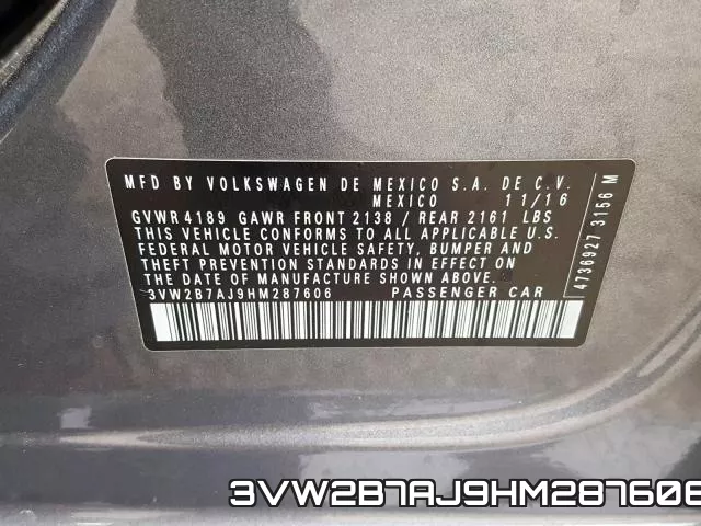 3VW2B7AJ9HM287606 фото 2