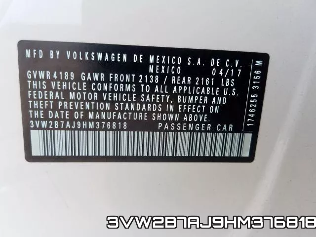3VW2B7AJ9HM376818 фото 2