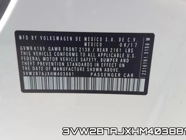 3VW2B7AJXHM403881 фото 2