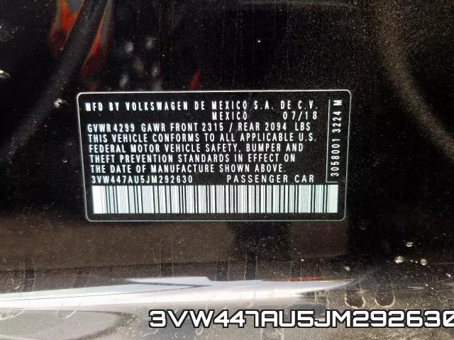 3VW447AU5JM292630 фото 2