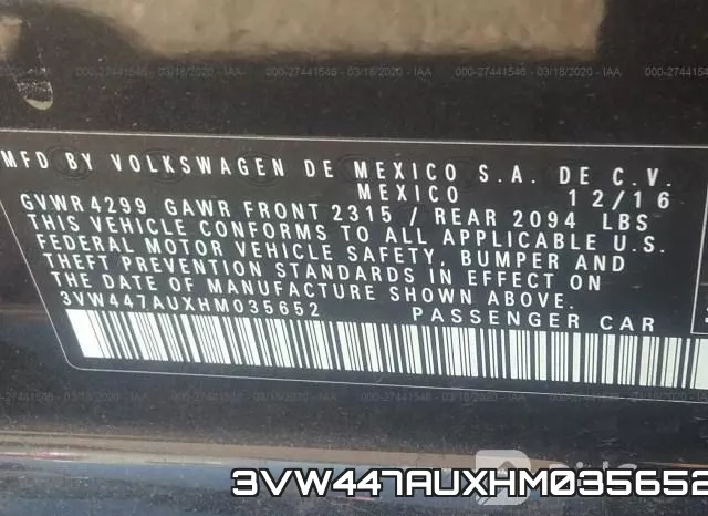 3VW447AUXHM035652 фото 10