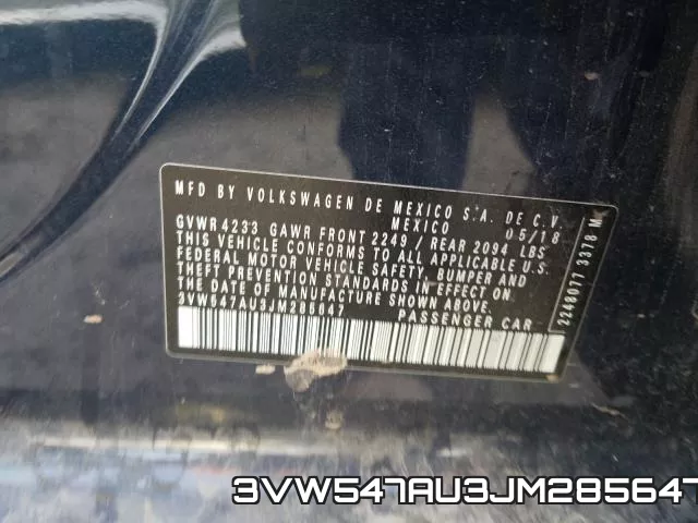 3VW547AU3JM285647 фото 2