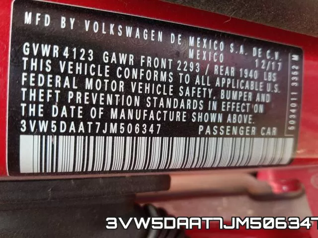 3VW5DAAT7JM506347 фото 2