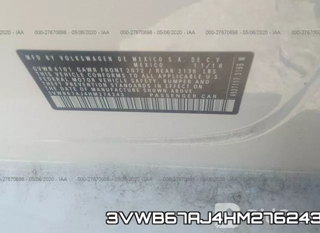 3VWB67AJ4HM276243 фото 10