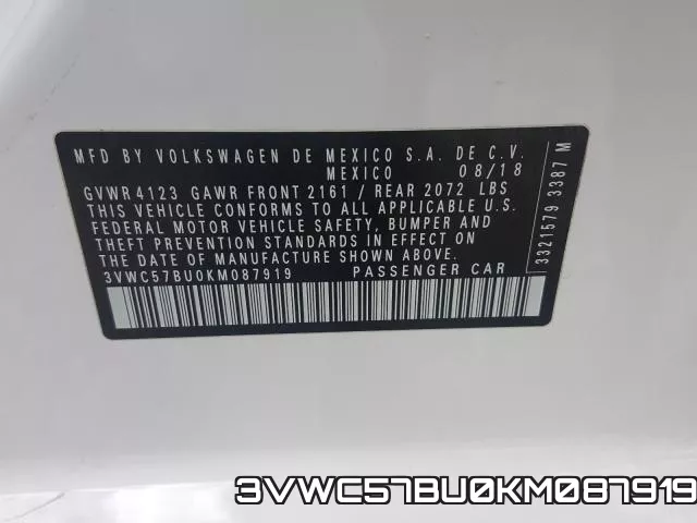 3VWC57BU0KM087919 фото 2