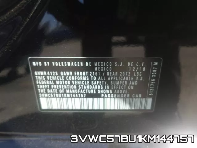 3VWC57BU1KM144757 фото 2