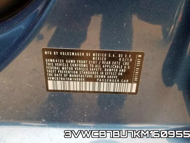 3VWCB7BU7KM160955 фото 2