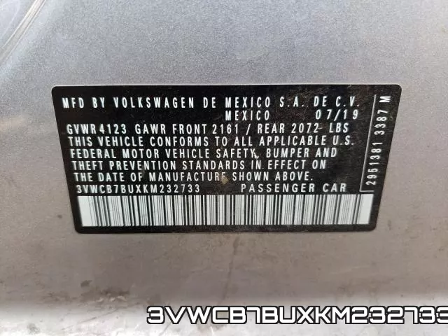 3VWCB7BUXKM232733 фото 2