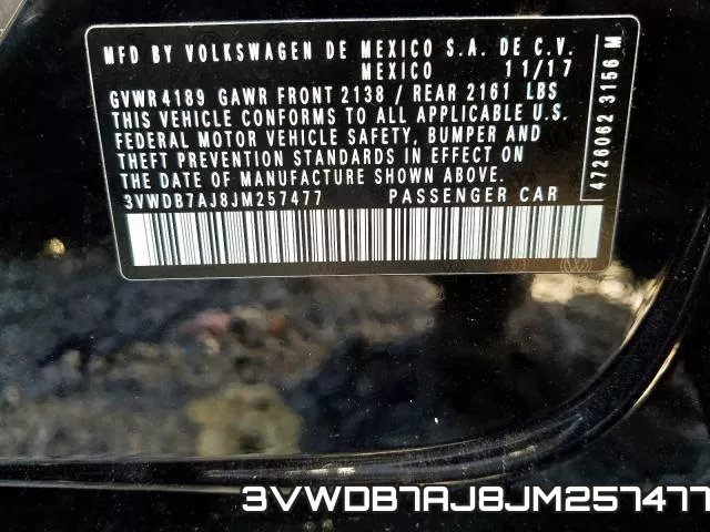 3VWDB7AJ8JM257477 фото 2