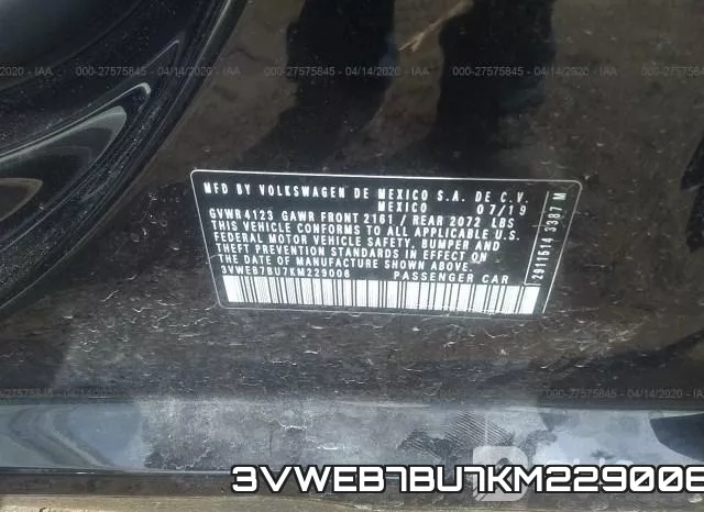 3VWEB7BU7KM229006 фото 10