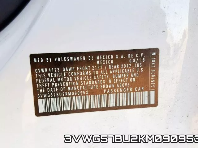 3VWG57BU2KM090953 фото 2