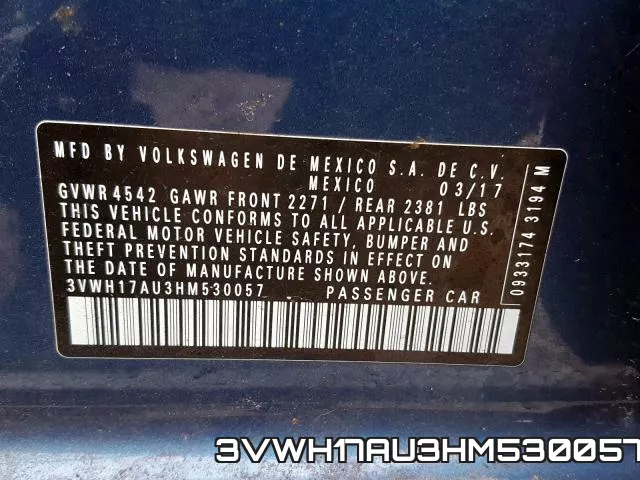 3VWH17AU3HM530057 фото 2