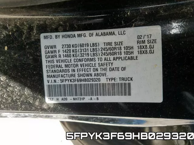 5FPYK3F69HB029320 фото 2
