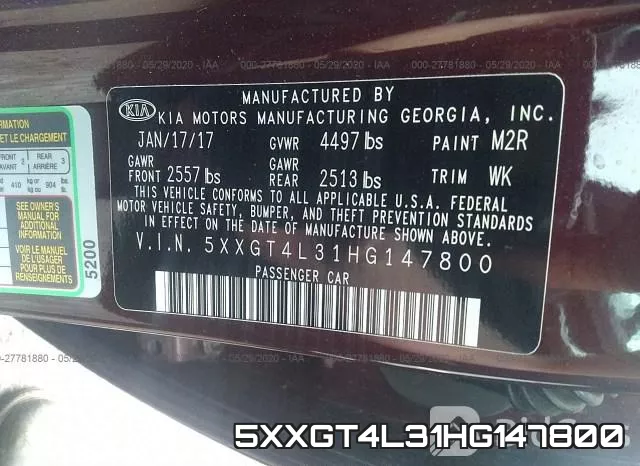 5XXGT4L31HG147800 фото 10
